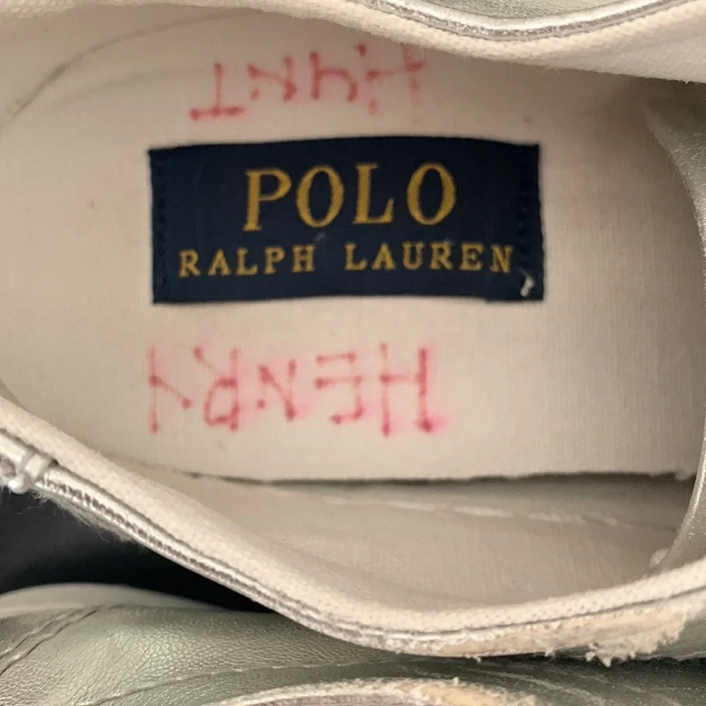 Polo Ralph Lauren Easton Sneakers Size 4 Unisex Metallic SilverBoy Girl Low Top